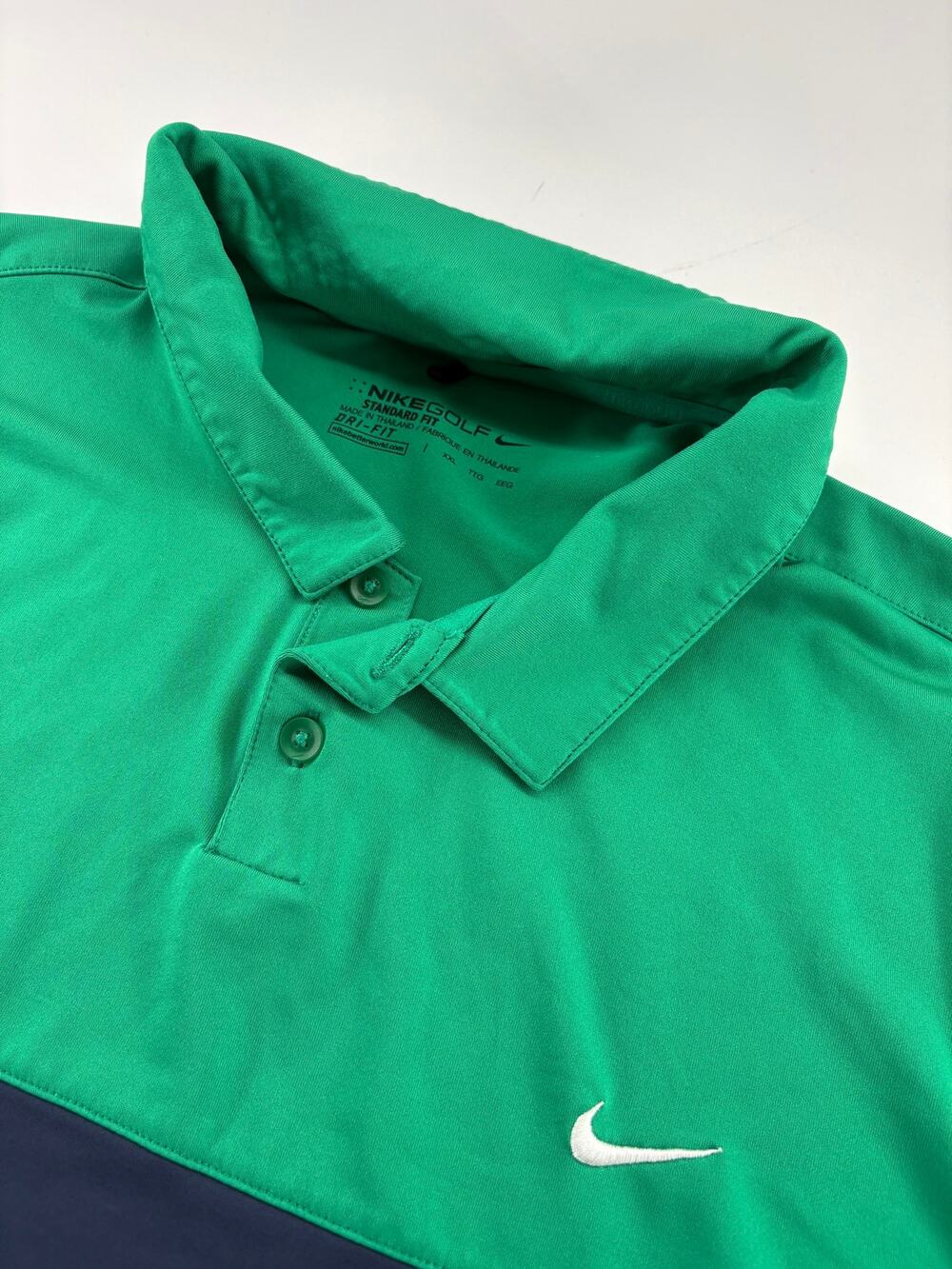 Nike Golf Standard Fit Men's XXL Dri-Fit Polo Green Navy Colorblock
